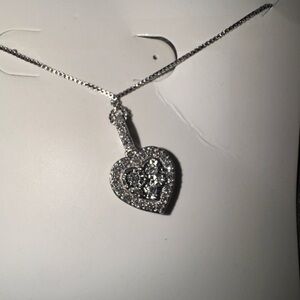 New 1/4 CTTW Lab Grown Diamond Heart Pendant Necklace Silver  18 Inch Chain
